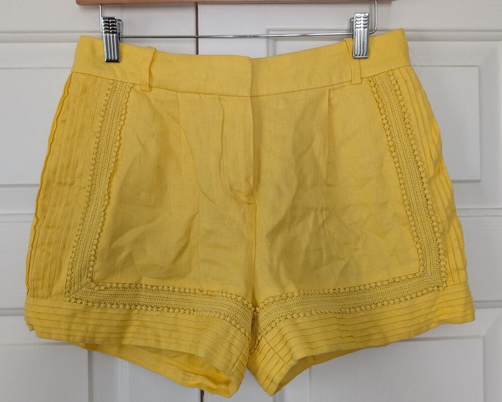 J. Crew Yellow Lace Linen Shorts
